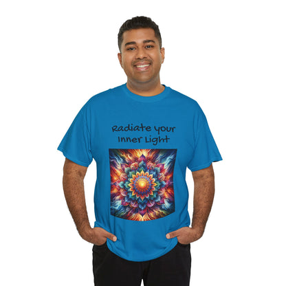 Mandala Sun Design Unisex T-Shirt - 'Radiate Your Inner Light' - 100% Cotton Fabric - Comfortable Tee