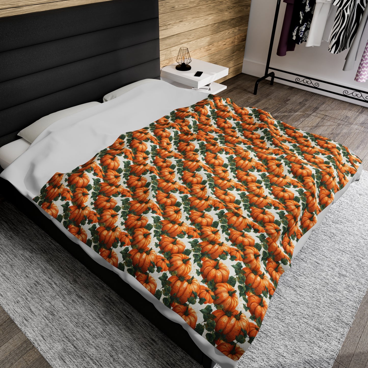 Cozy Fall Comfort- Pumpkin Harvest Velveteen Blanket