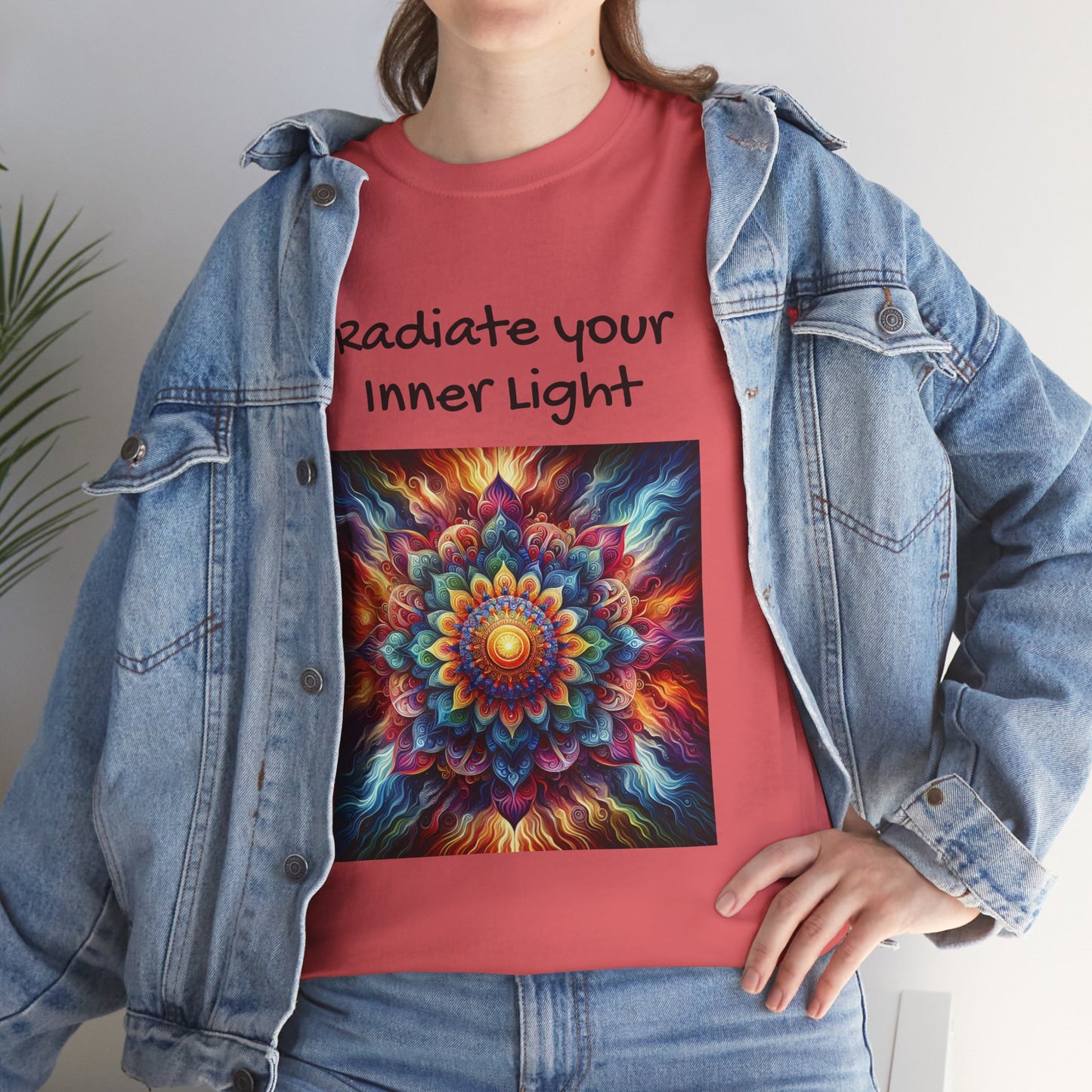 Mandala Sun Design Unisex T-Shirt - 'Radiate Your Inner Light' - 100% Cotton Fabric - Comfortable Tee