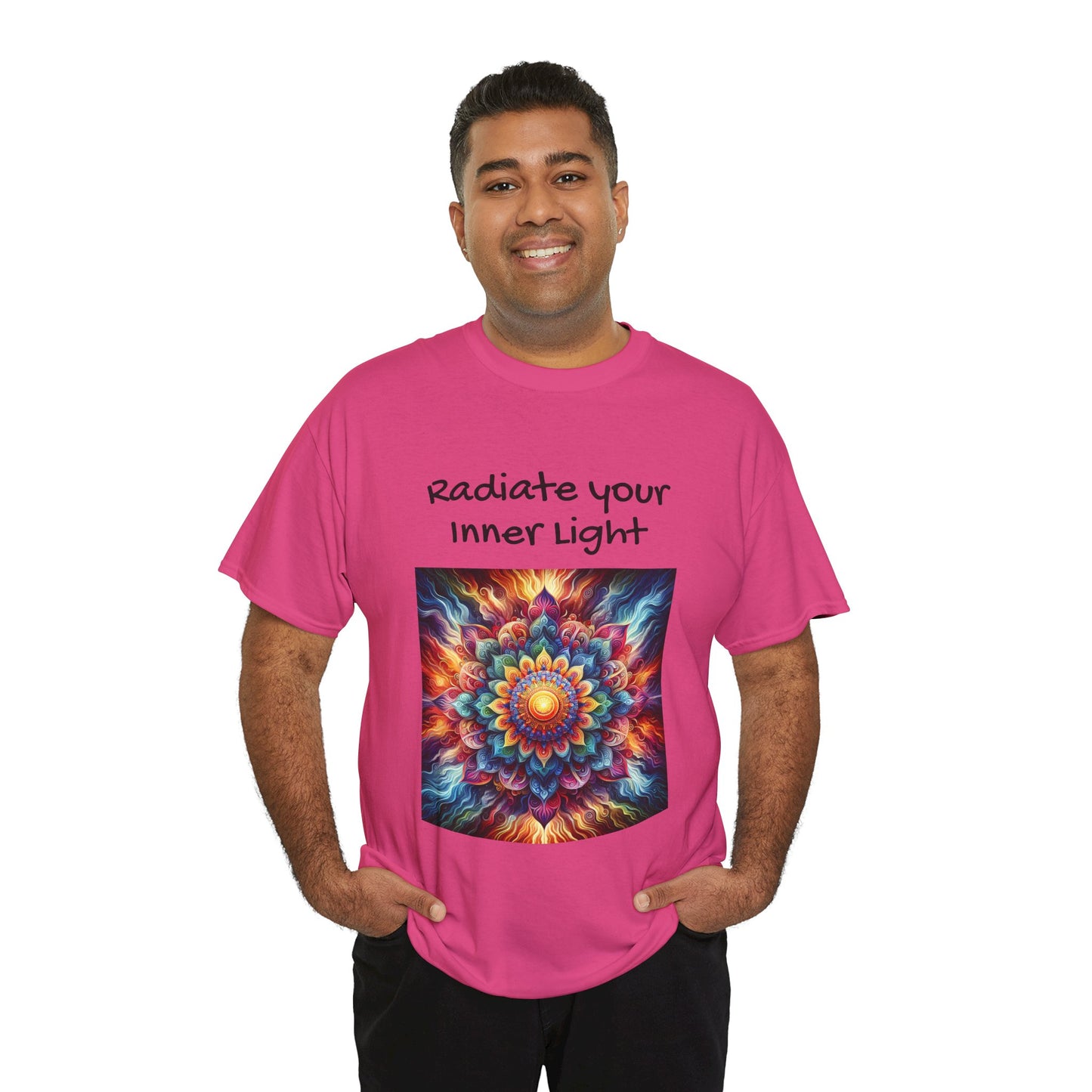 Mandala Sun Design Unisex T-Shirt - 'Radiate Your Inner Light' - 100% Cotton Fabric - Comfortable Tee