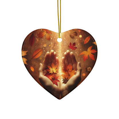 Gratitude Heals Ceramic Ornament – ‘Autumn Healing Hands’ 4 Shapes