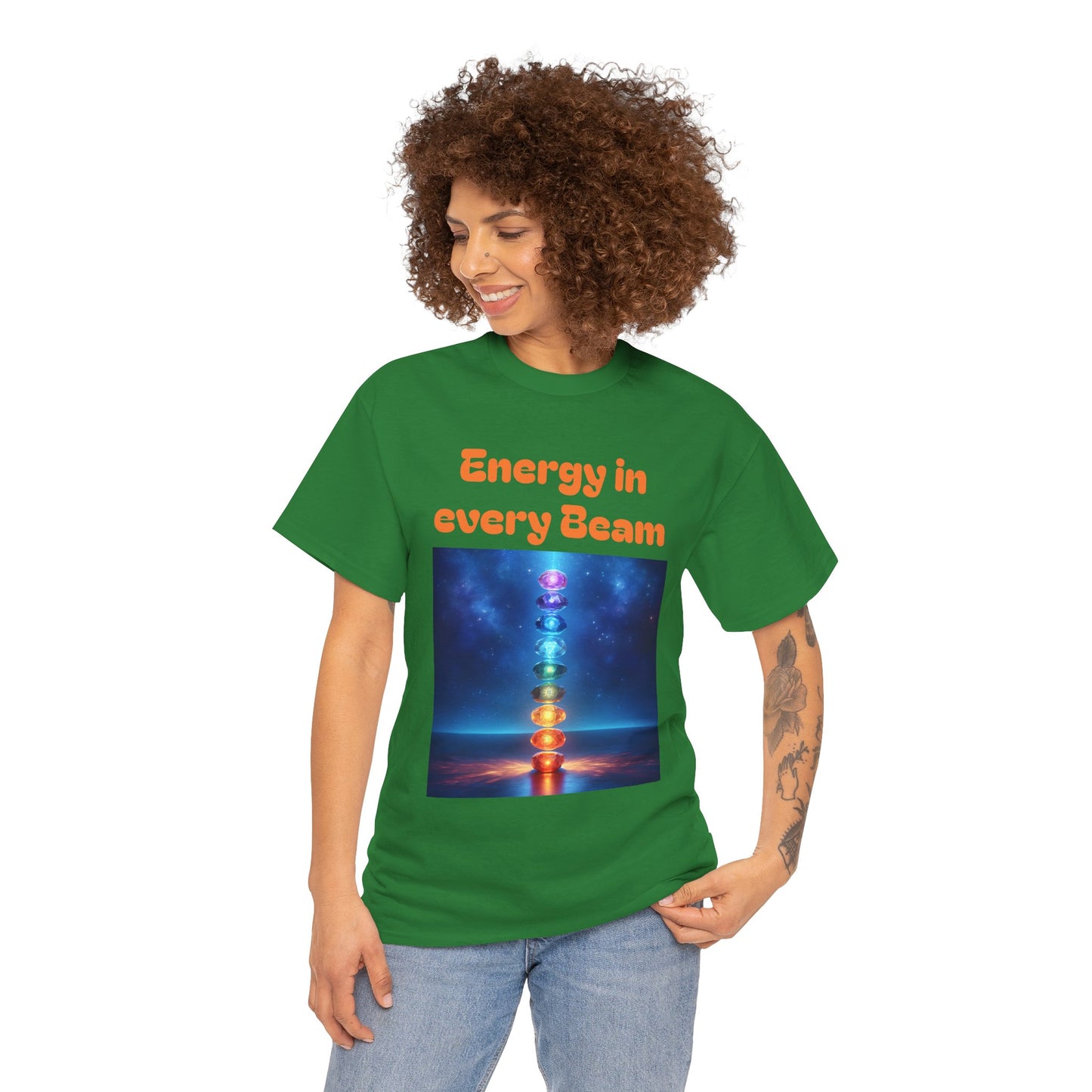 'Energy in Every Beam' Glowing Chakra Stones Unisex T-Shirt – cute shirt Cotton