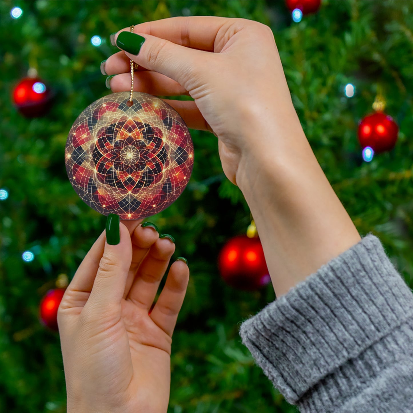 Vitality Sacred Geometry Ornament – Vibrant Circles and Diamonds (Star, Snowflake, Circle)