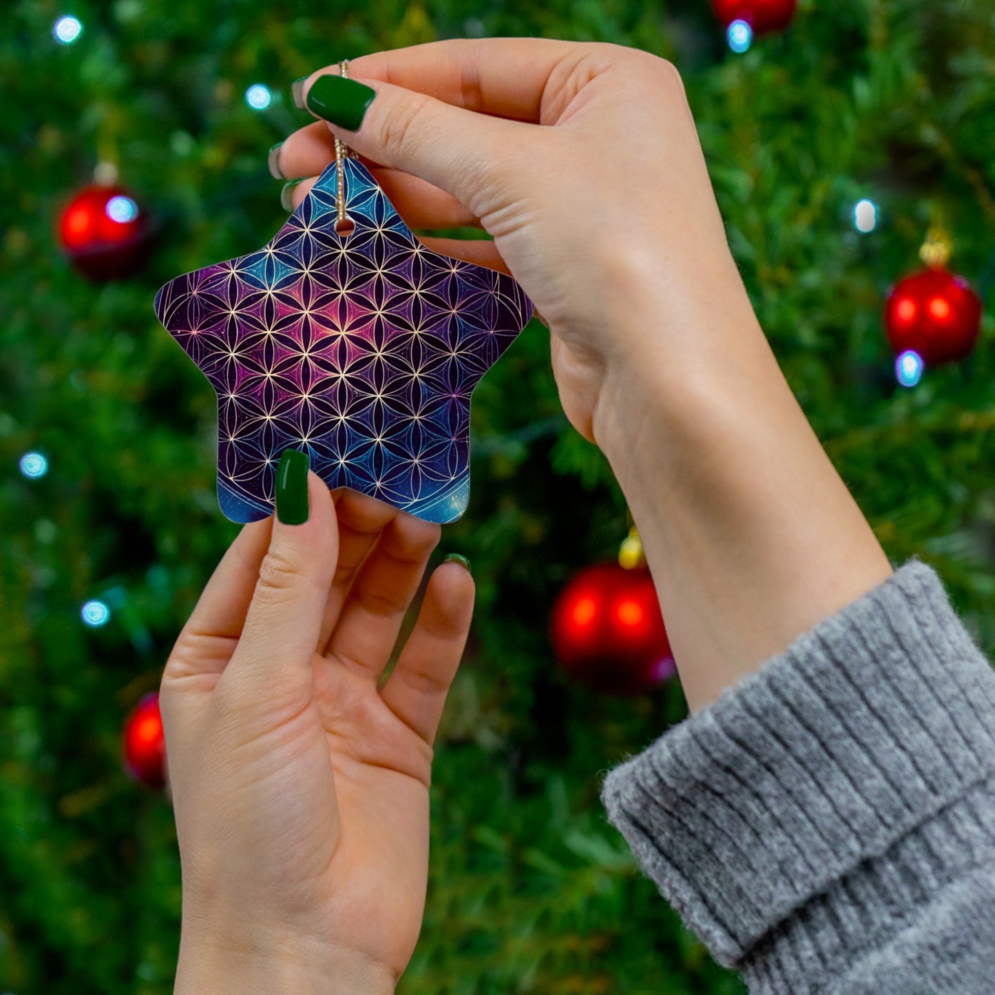 Flower of Life 'Cosmic Connection' Sacred Geometry Ornament (Star, Snowflake, Circle)