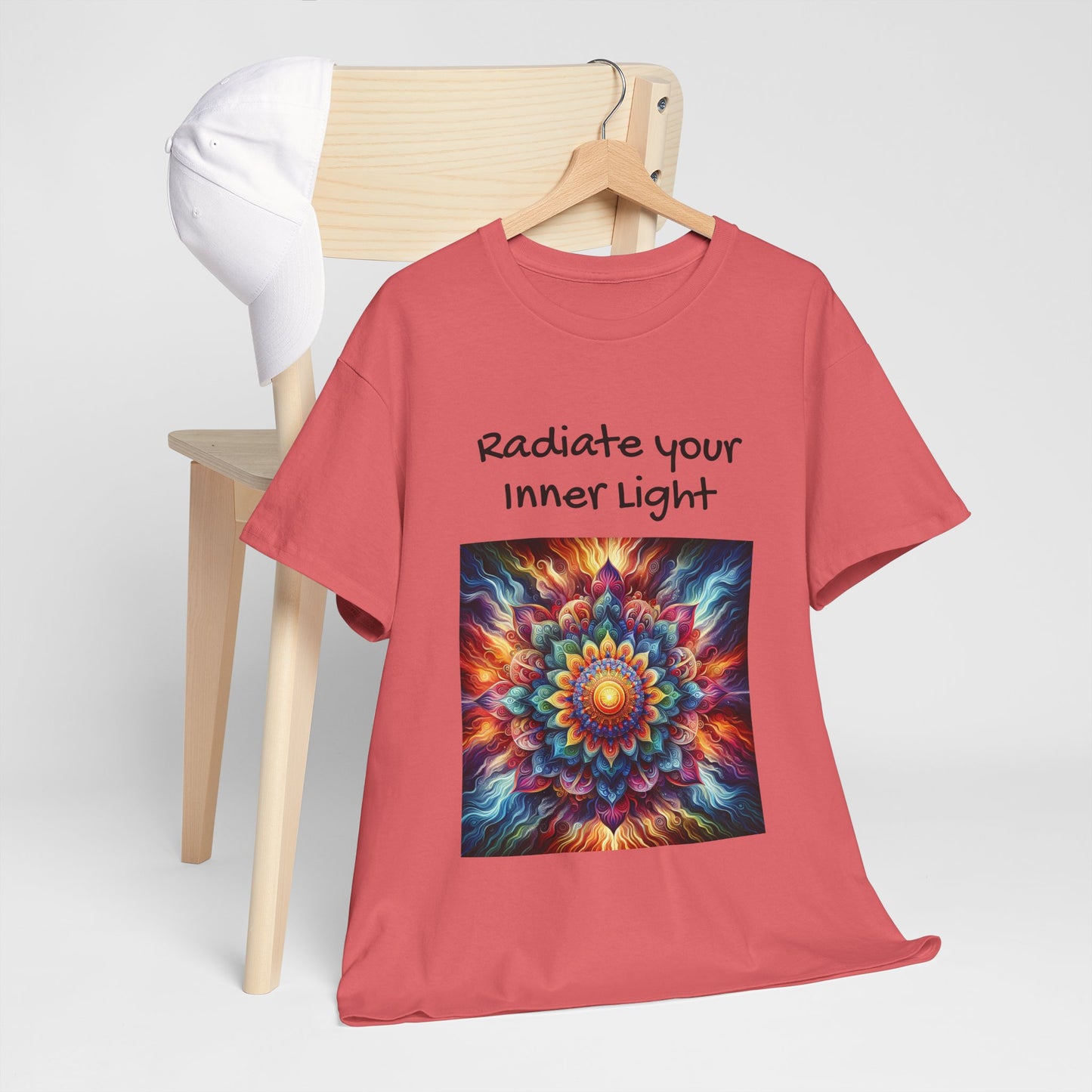 Mandala Sun Design Unisex T-Shirt - 'Radiate Your Inner Light' - 100% Cotton Fabric - Comfortable Tee