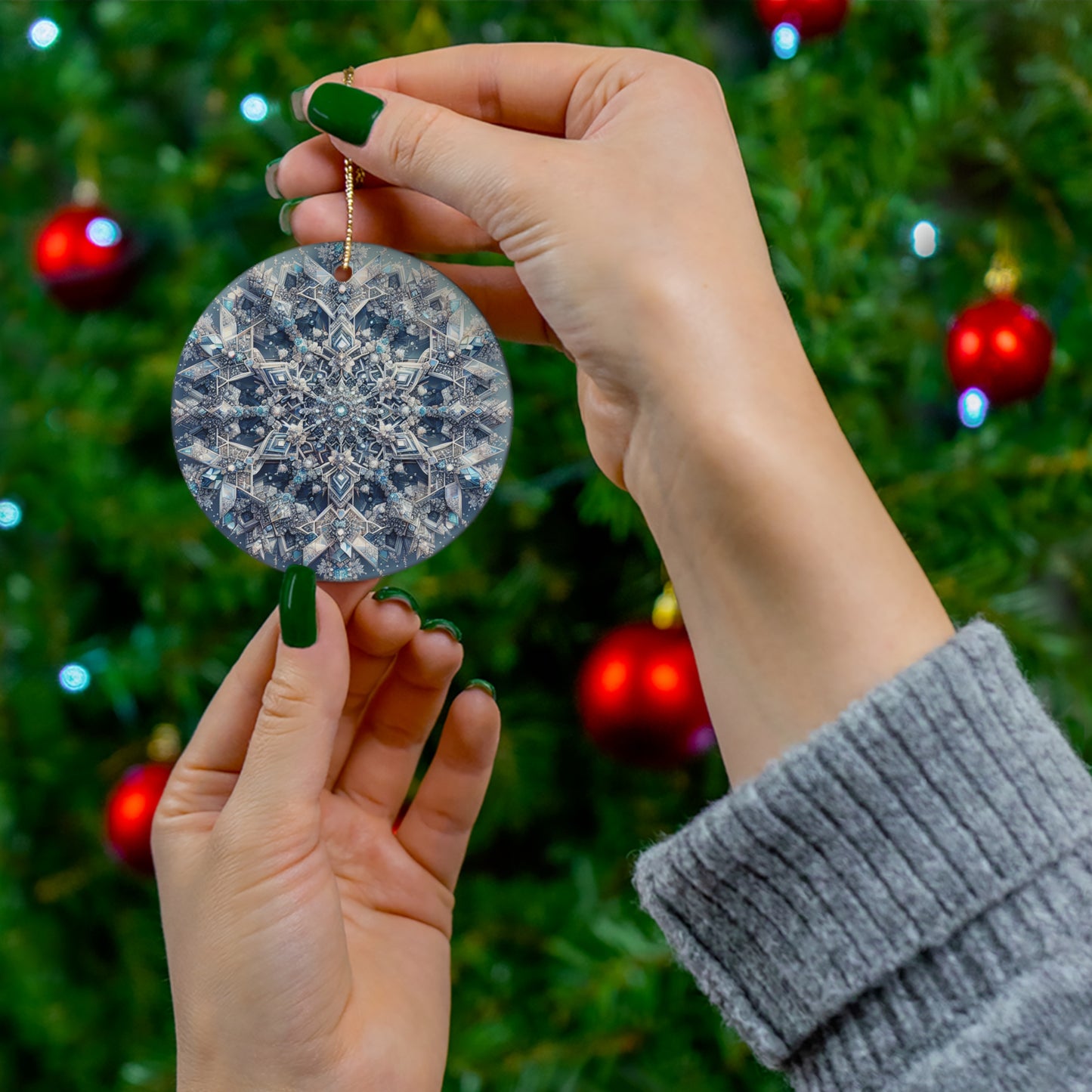 Crystalline Sacred Geometry Snowflake Ornament – 'Purity and Divine Order' (Star, Snowflake, Circle)