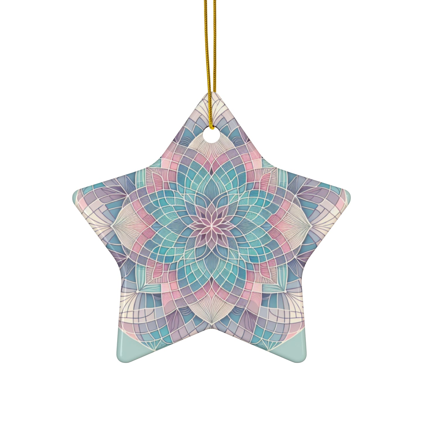 Soft Mandala Sacred Geometry Ornament – Pastel Hues of Tranquility (Star, Snowflake, Circle)