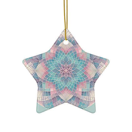 Soft Mandala Sacred Geometry Ornament – Pastel Hues of Tranquility (Star, Snowflake, Circle)