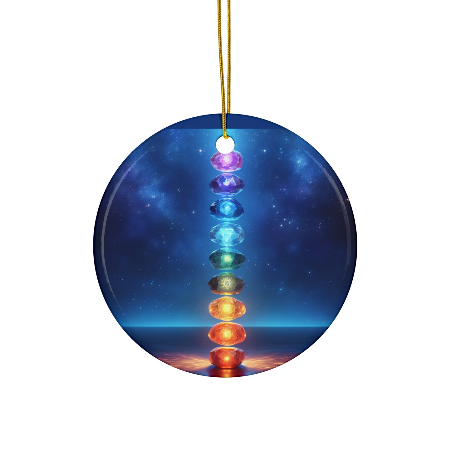 'Energy in Every Beam' Glowing Chakra Stones Ceramic Ornament