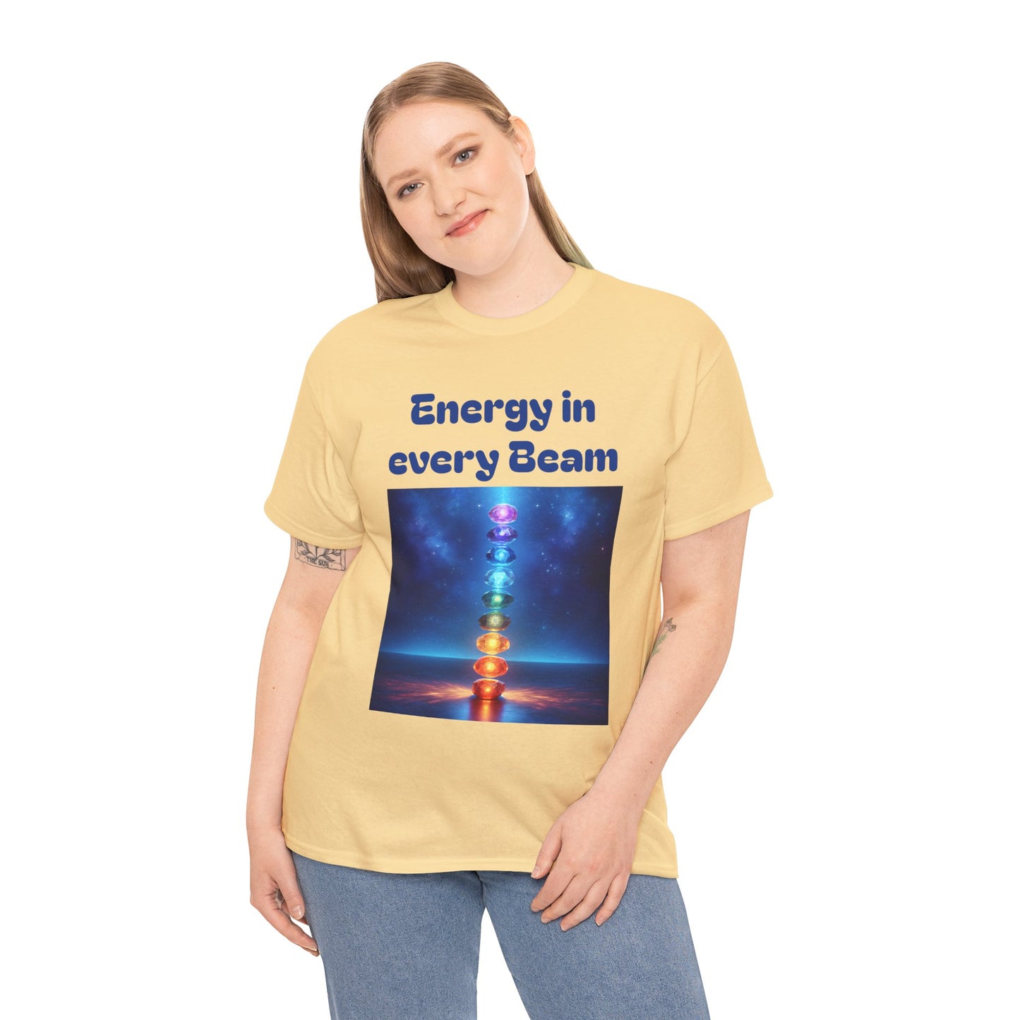 'Energy in Every Beam' Glowing Chakra Stones Unisex T-Shirt – cute shirt Cotton