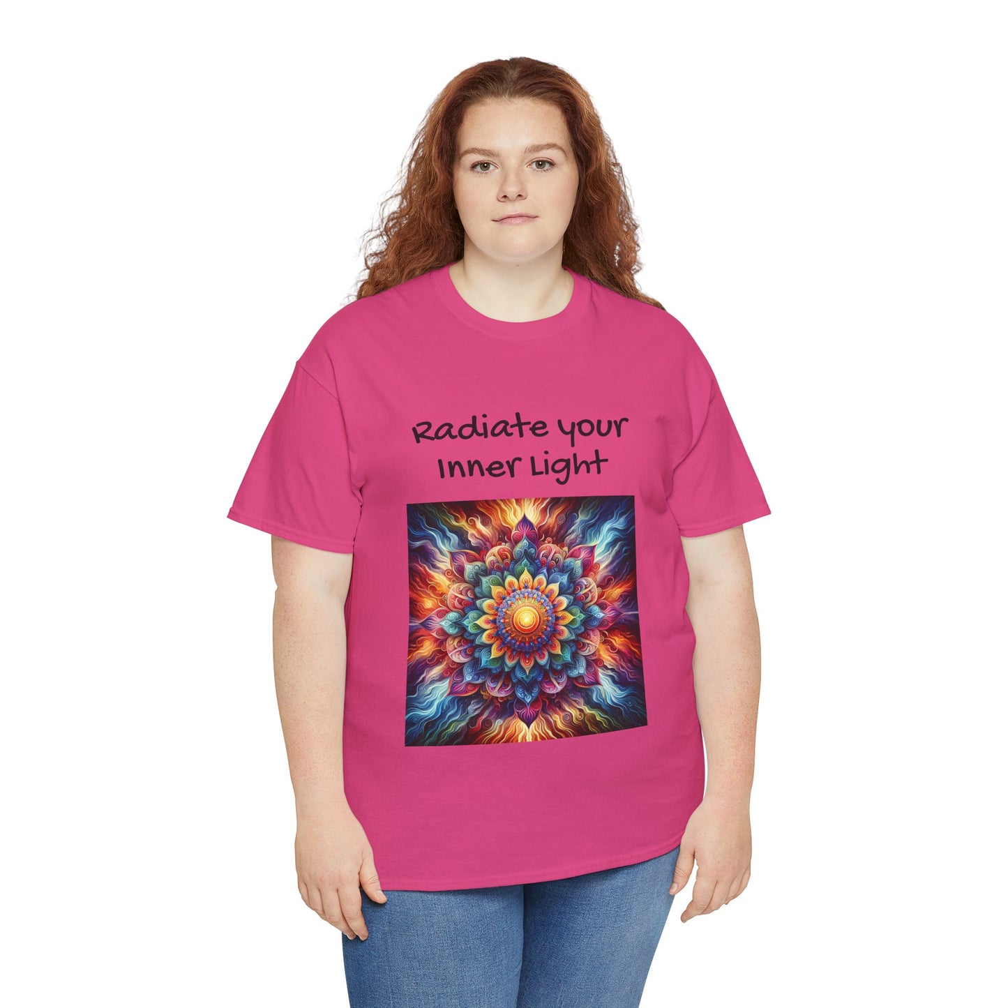 Mandala Sun Design Unisex T-Shirt - 'Radiate Your Inner Light' - 100% Cotton Fabric - Comfortable Tee