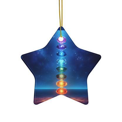 'Energy in Every Beam' Glowing Chakra Stones Ceramic Ornament