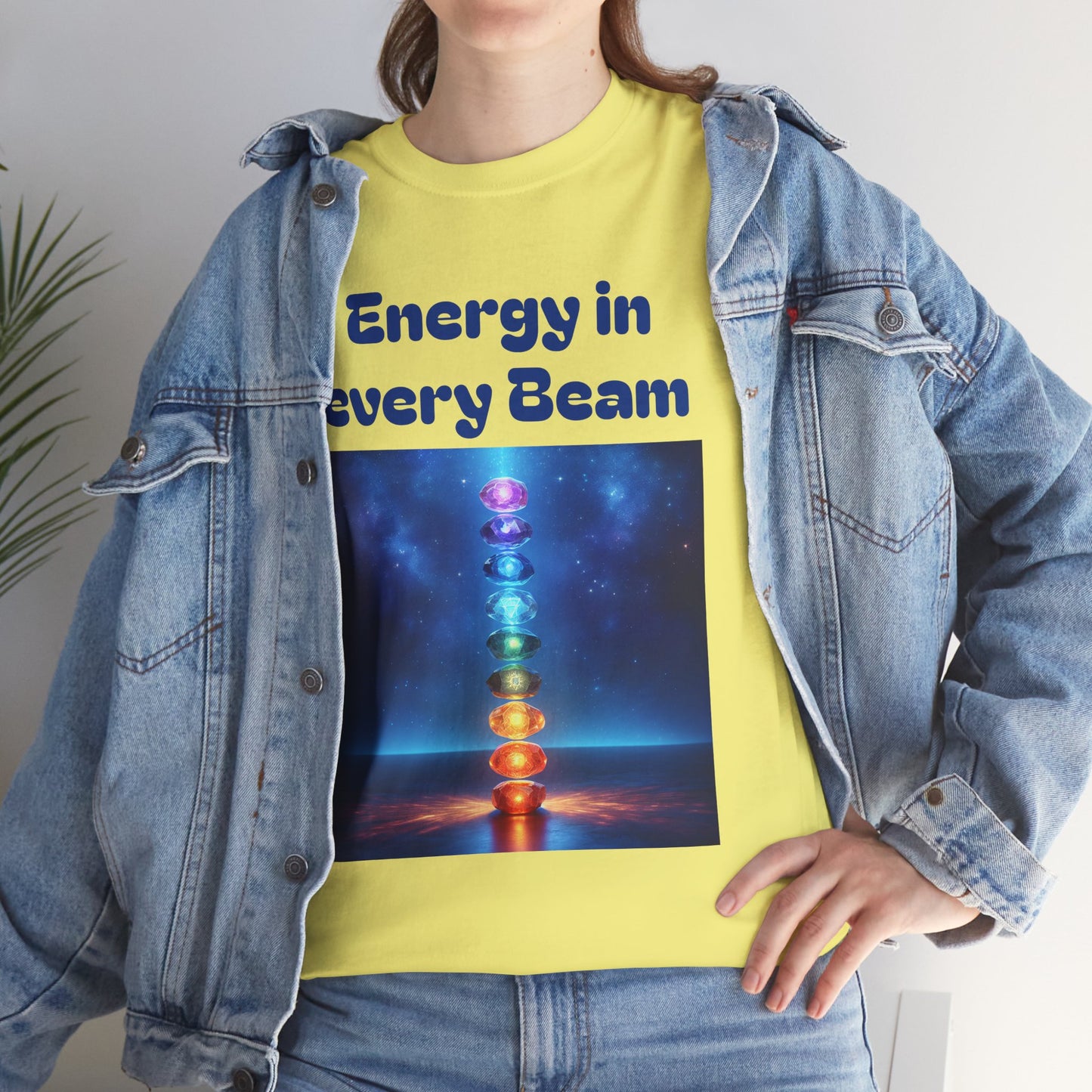 'Energy in Every Beam' Glowing Chakra Stones Unisex T-Shirt – cute shirt Cotton