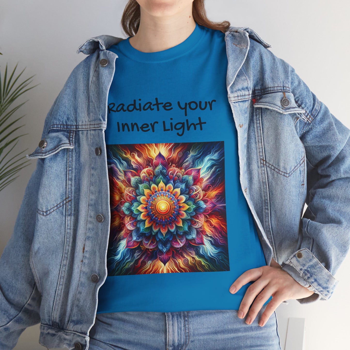 Mandala Sun Design Unisex T-Shirt - 'Radiate Your Inner Light' - 100% Cotton Fabric - Comfortable Tee