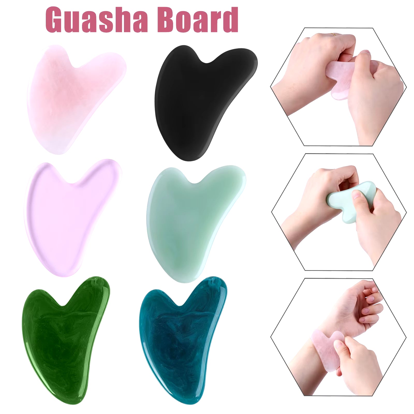 Natural Jade Stone Guasha Scraper Board Face Massager Massage for Face Body Beauty Scraper Anti-Wrinkle Remover Skin Care Tools