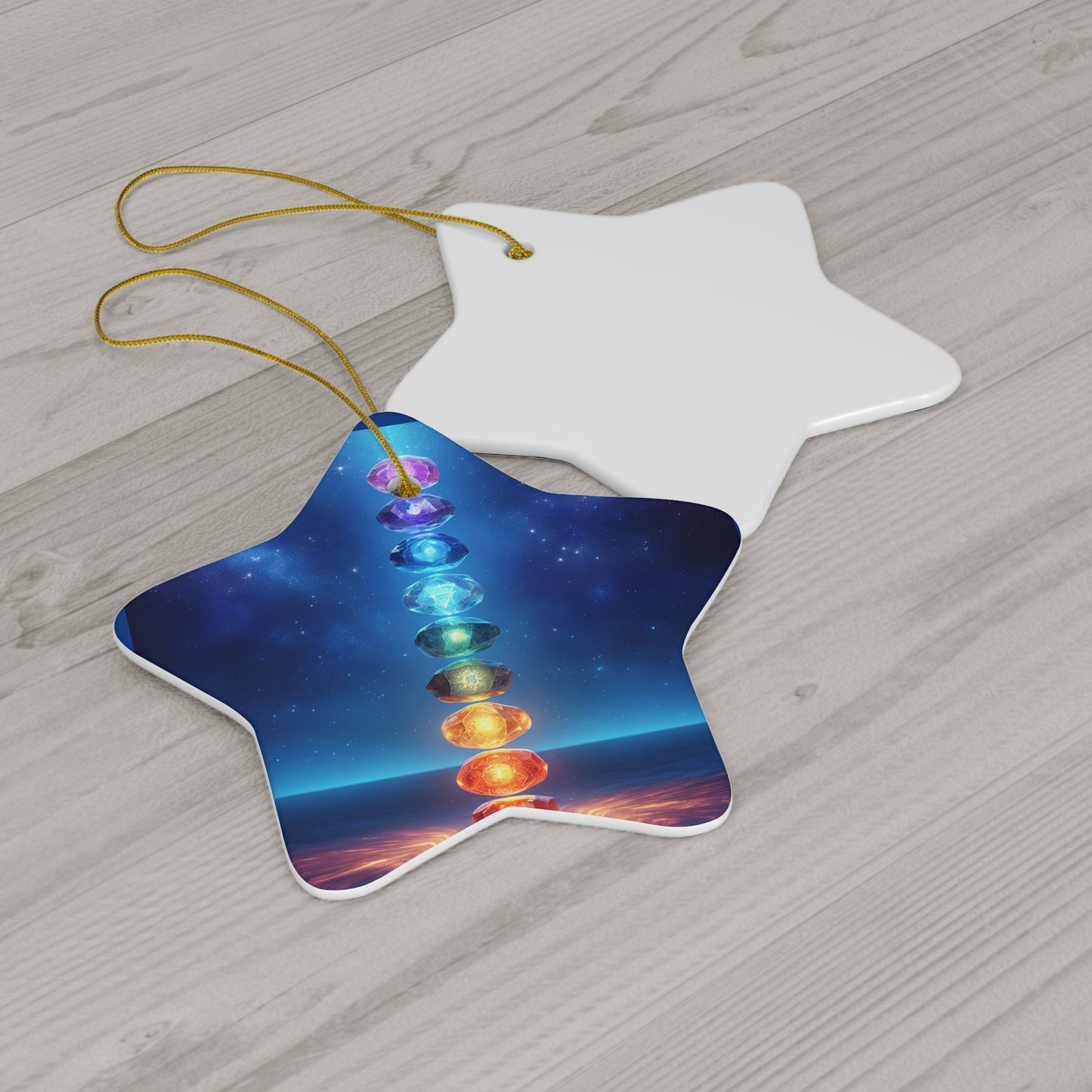 'Energy in Every Beam' Glowing Chakra Stones Ceramic Ornament