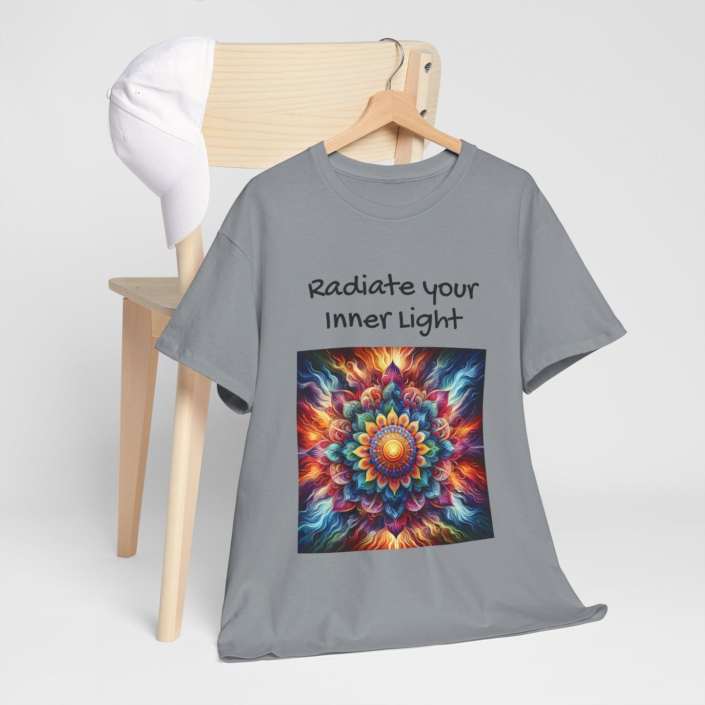 Mandala Sun Design Unisex T-Shirt - 'Radiate Your Inner Light' - 100% Cotton Fabric - Comfortable Tee