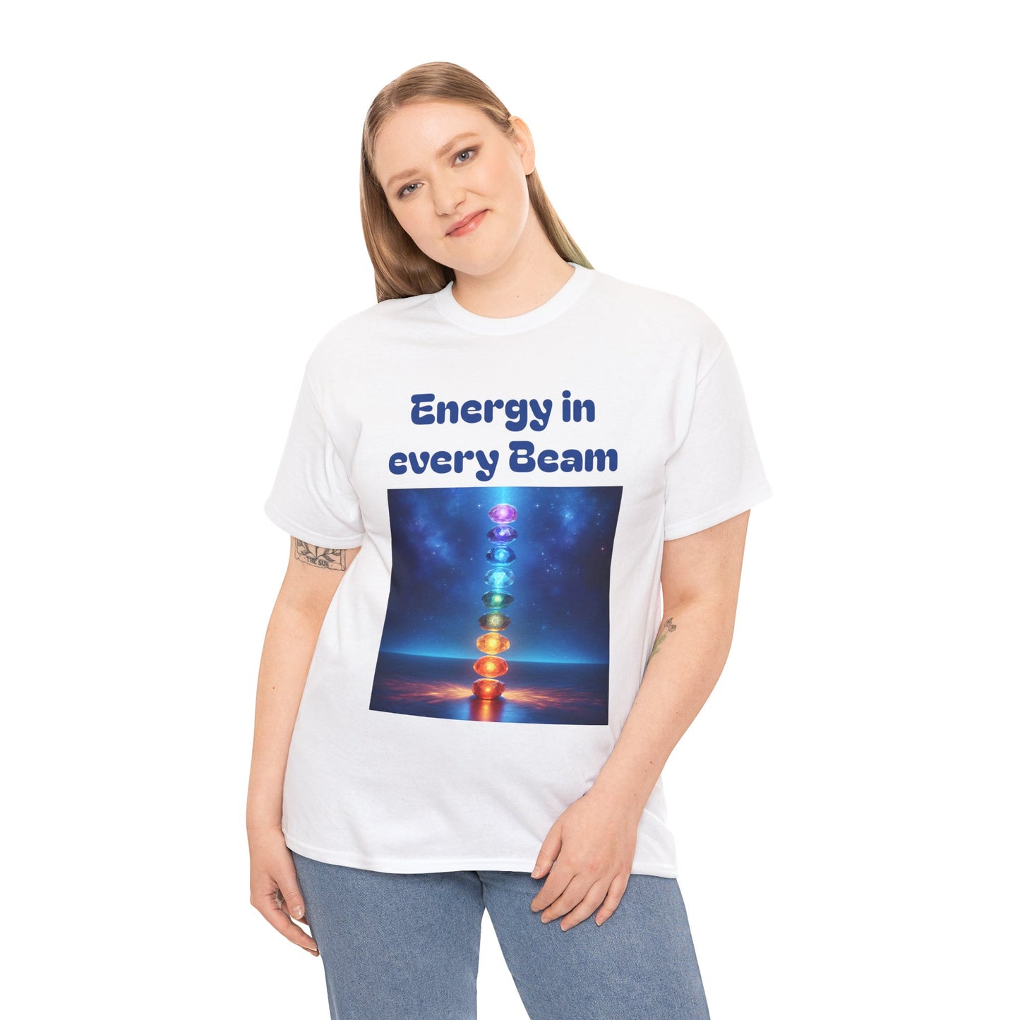 'Energy in Every Beam' Glowing Chakra Stones Unisex T-Shirt – cute shirt Cotton