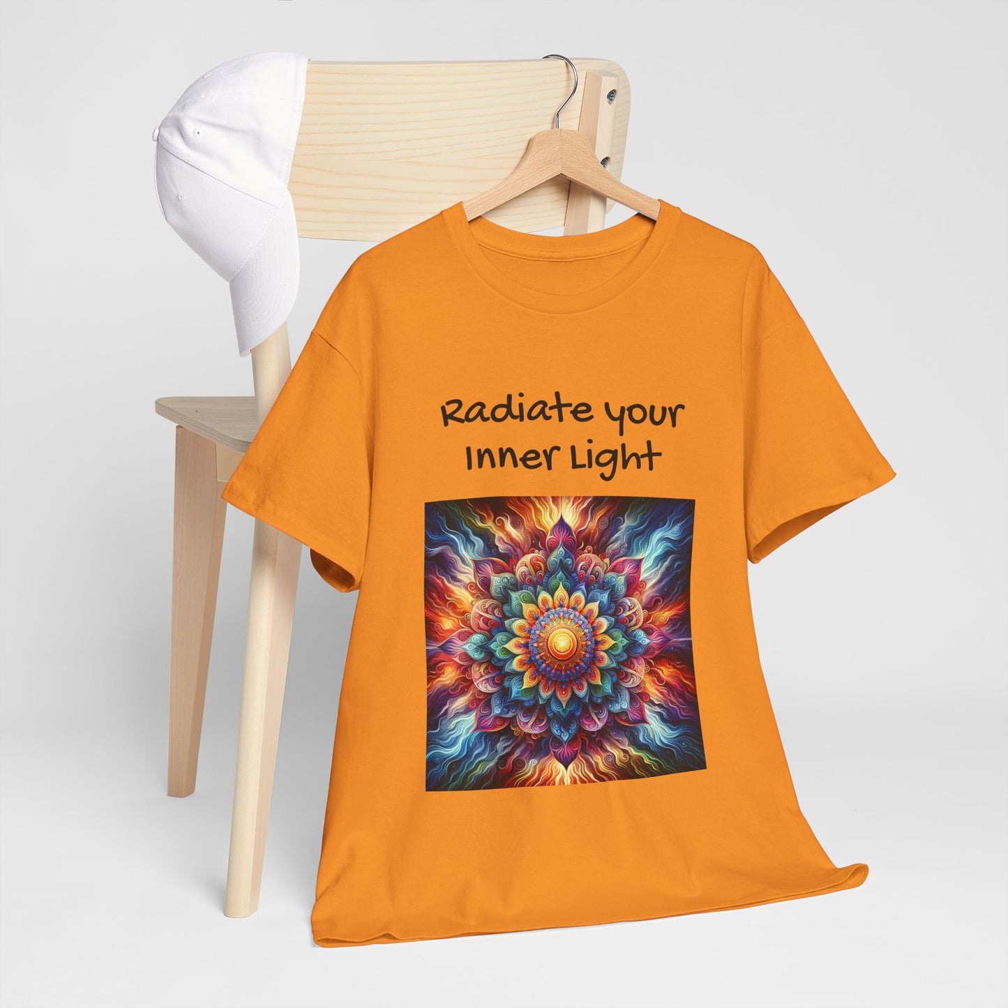 Mandala Sun Design Unisex T-Shirt - 'Radiate Your Inner Light' - 100% Cotton Fabric - Comfortable Tee