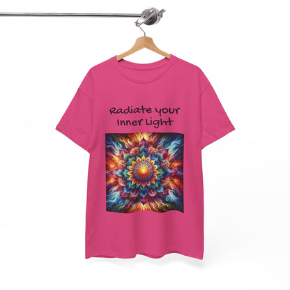 Mandala Sun Design Unisex T-Shirt - 'Radiate Your Inner Light' - 100% Cotton Fabric - Comfortable Tee