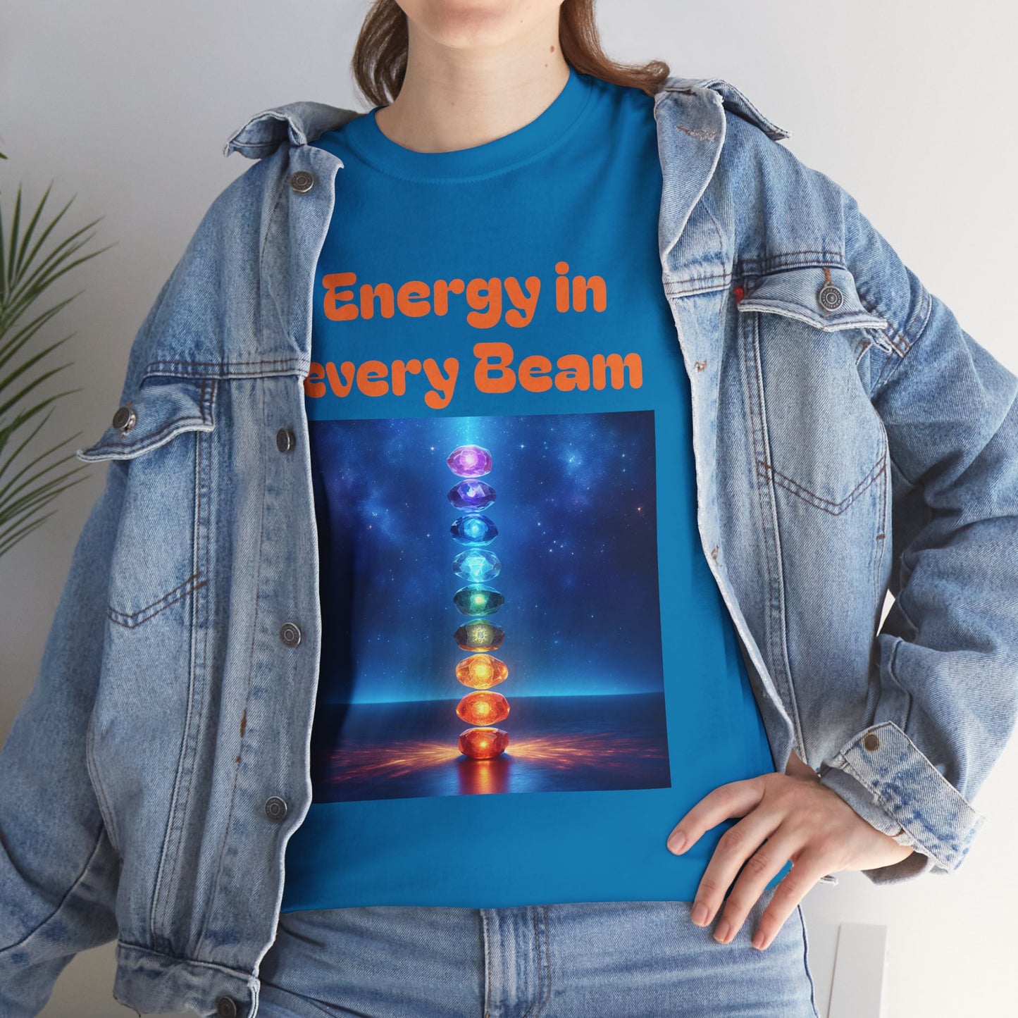 'Energy in Every Beam' Glowing Chakra Stones Unisex T-Shirt – cute shirt Cotton