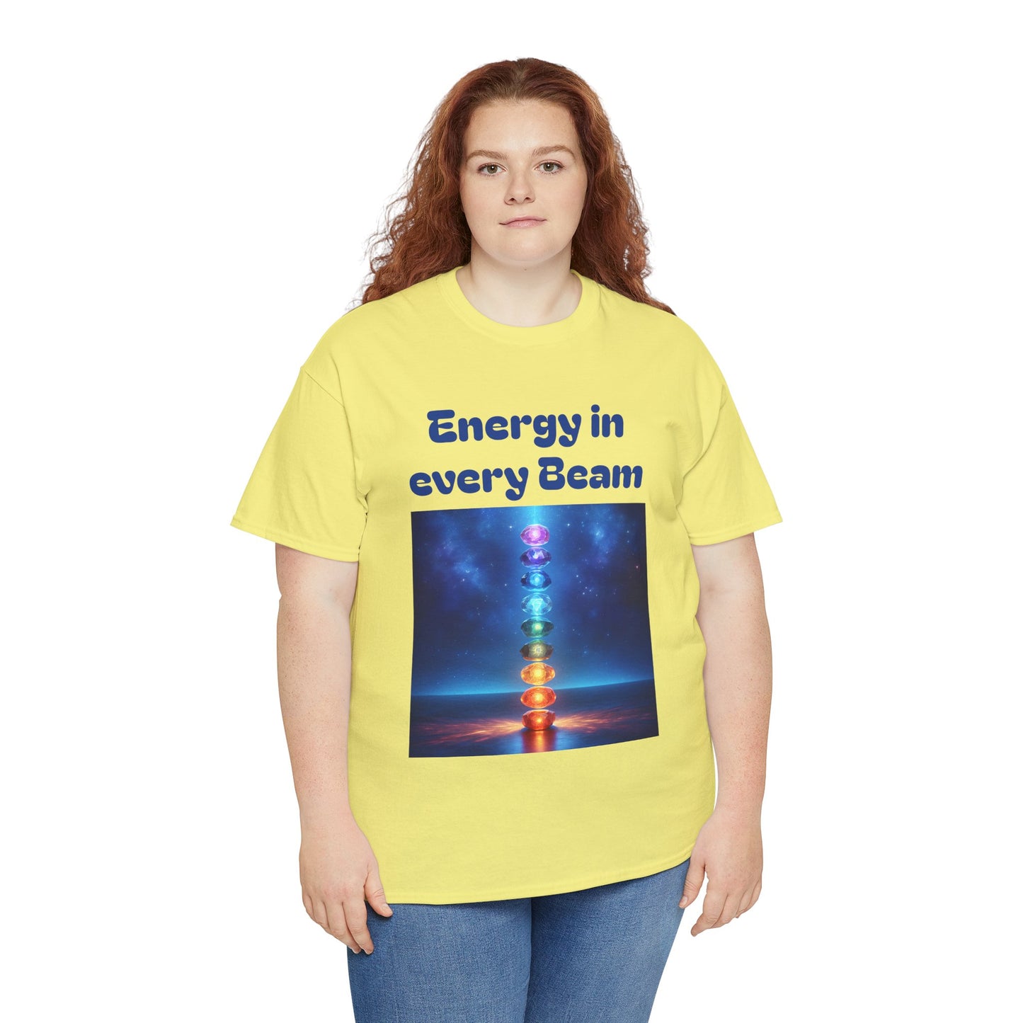 'Energy in Every Beam' Glowing Chakra Stones Unisex T-Shirt – cute shirt Cotton