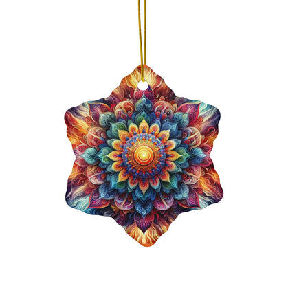 Mandala Ceramic Ornament – ‘Radiate Your Inner Light’ (Star, Snowflake, Circle)