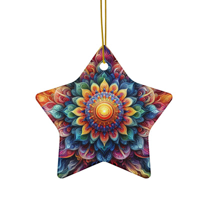 Mandala Ceramic Ornament – ‘Radiate Your Inner Light’ (Star, Snowflake, Circle)