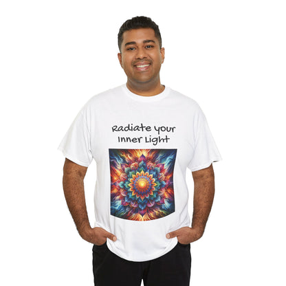 Mandala Sun Design Unisex T-Shirt - 'Radiate Your Inner Light' - 100% Cotton Fabric - Comfortable Tee