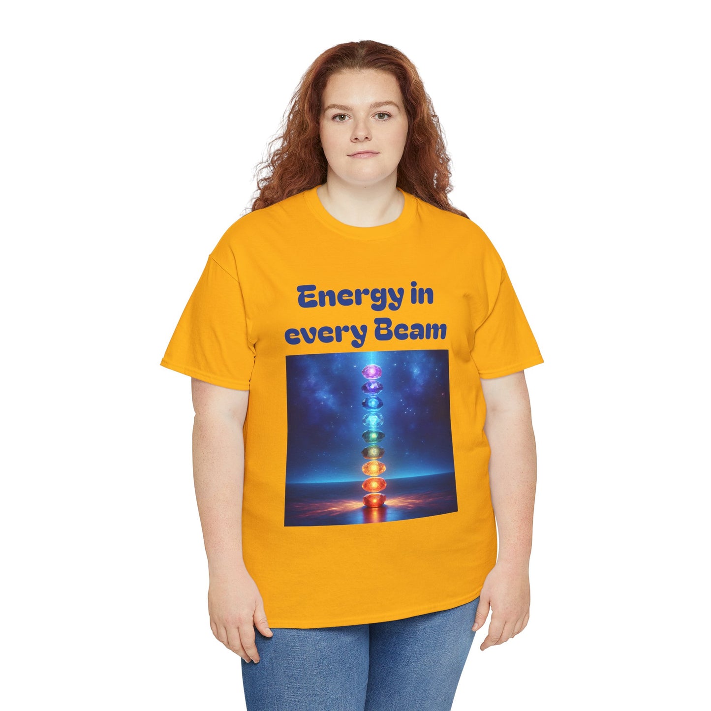 'Energy in Every Beam' Glowing Chakra Stones Unisex T-Shirt – cute shirt Cotton