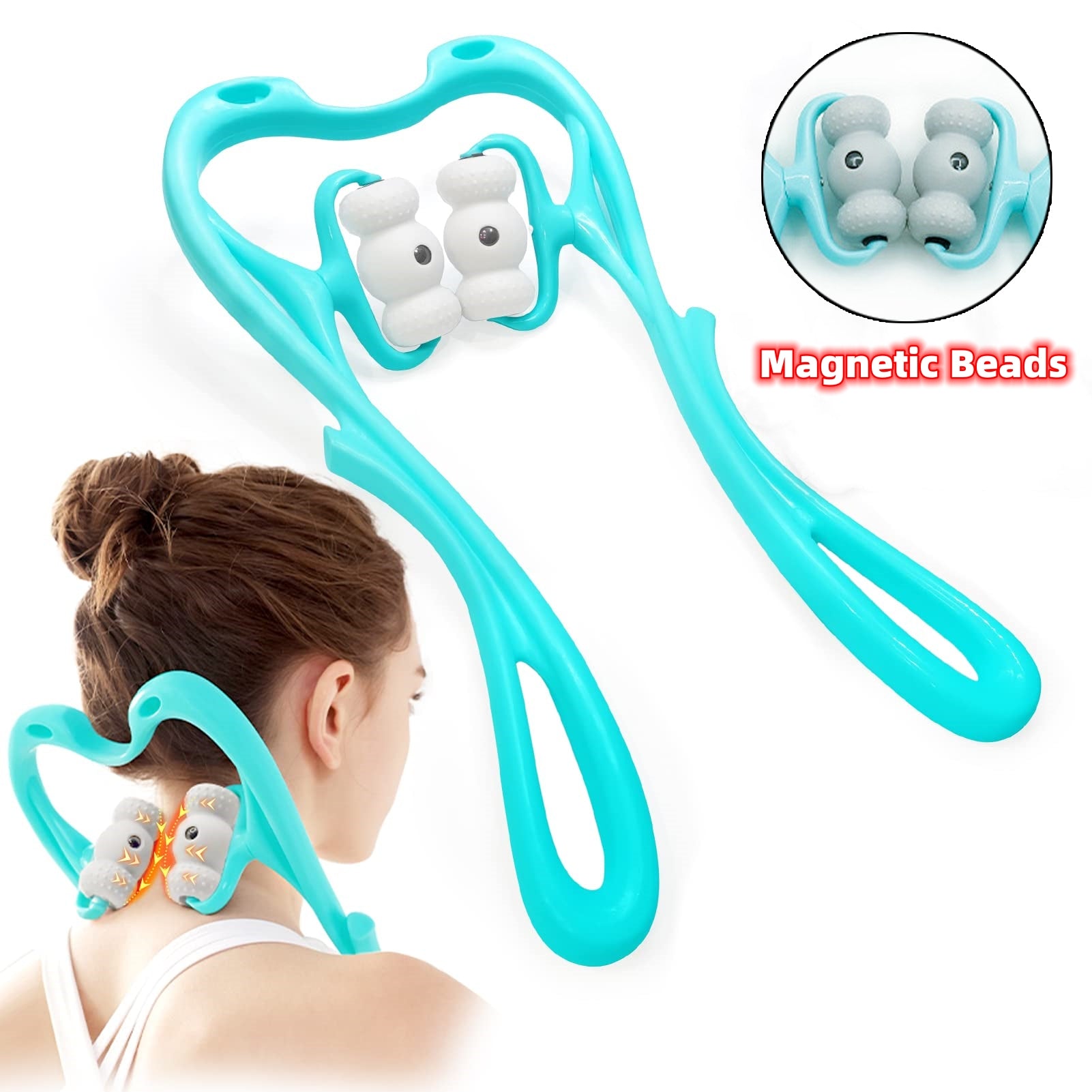 Neck Massager for Pain Relief Deep Tissue 360 Degree Neck Roller with 96 Pressure Point Neckbud Massage Roller for Neck Shoulder Waist Leg Foot Handheld Relaxer Tool