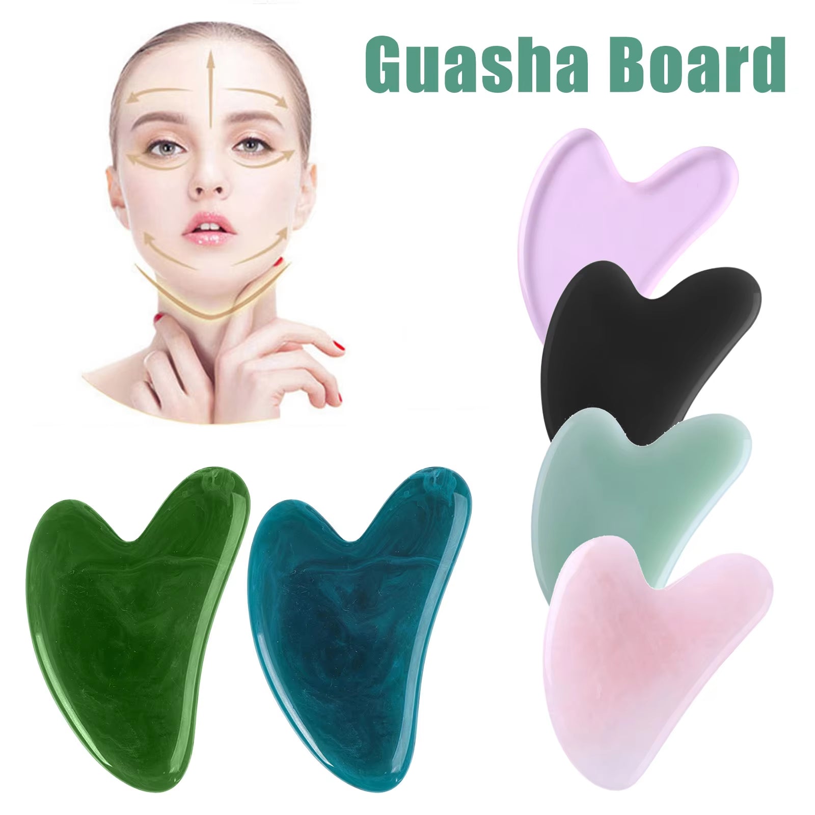 Natural Jade Stone Guasha Scraper Board Face Massager Massage for Face Body Beauty Scraper Anti-Wrinkle Remover Skin Care Tools